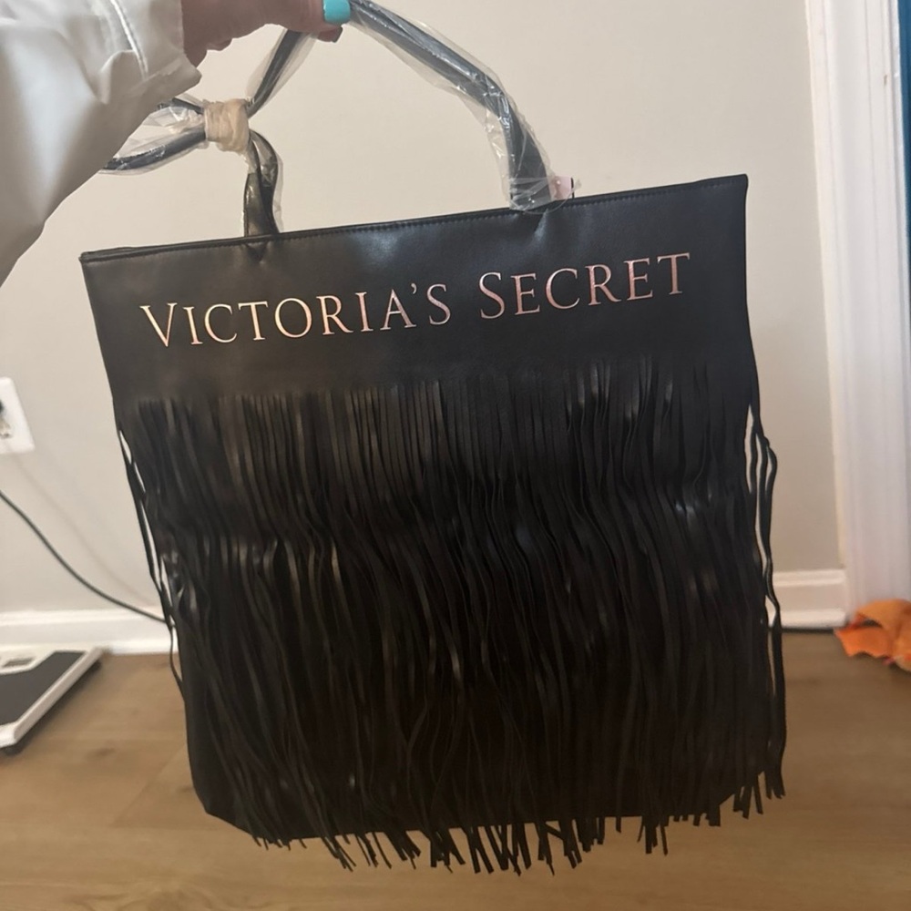 Victoria's Secret Black Fringe Tote Bag